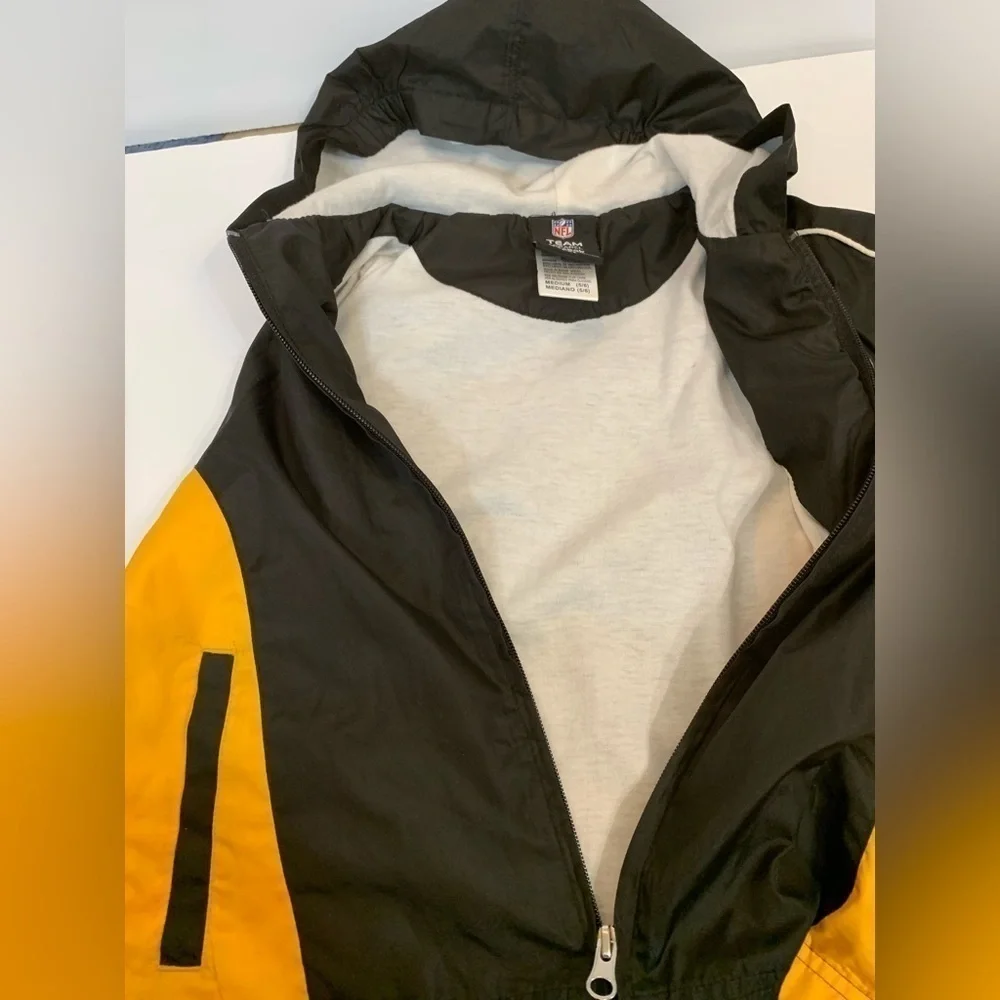 Boys Sz 5/6 Reebok Pittsburgh Steelers Zip-up Windbreaker Jacket Coat